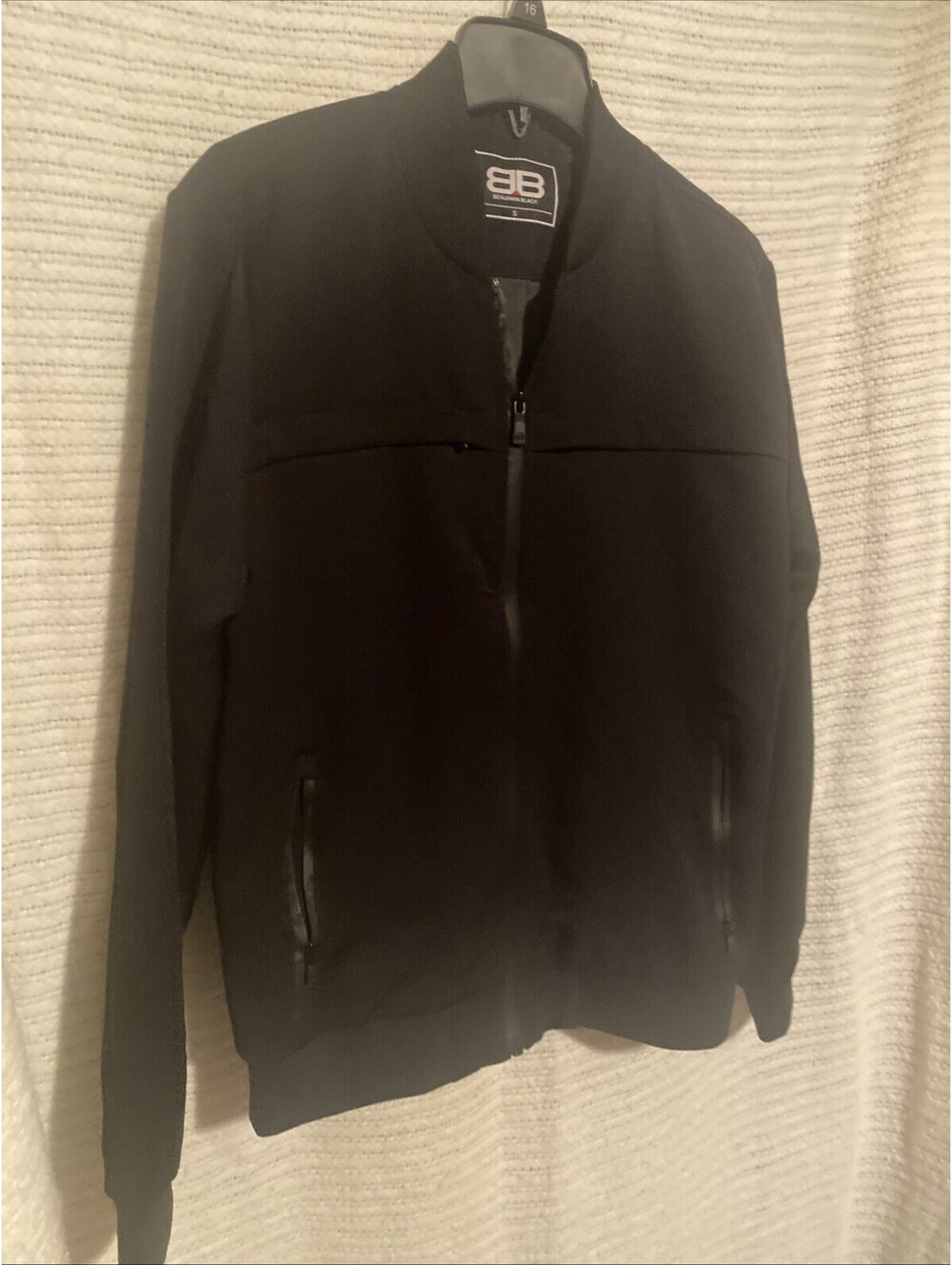 Benjamin Black Men Sm. Bomber Jacket Black Zip Up Lightweight Casual Flight Coat